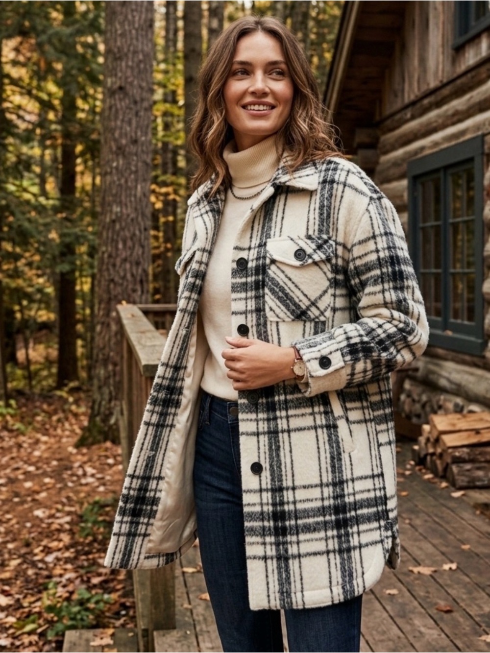 Textured monochromatic cabin-core jacket, Lucky Brand